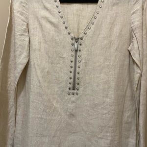 Michael Kors stylish 3/4 length top, Front & side zippers and sleeve zippers .